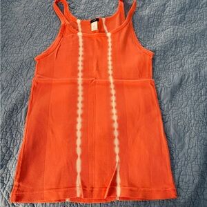 NWOT J. Crew Orange Ribbed Tank with White Tie-Dye Stripes Size XL